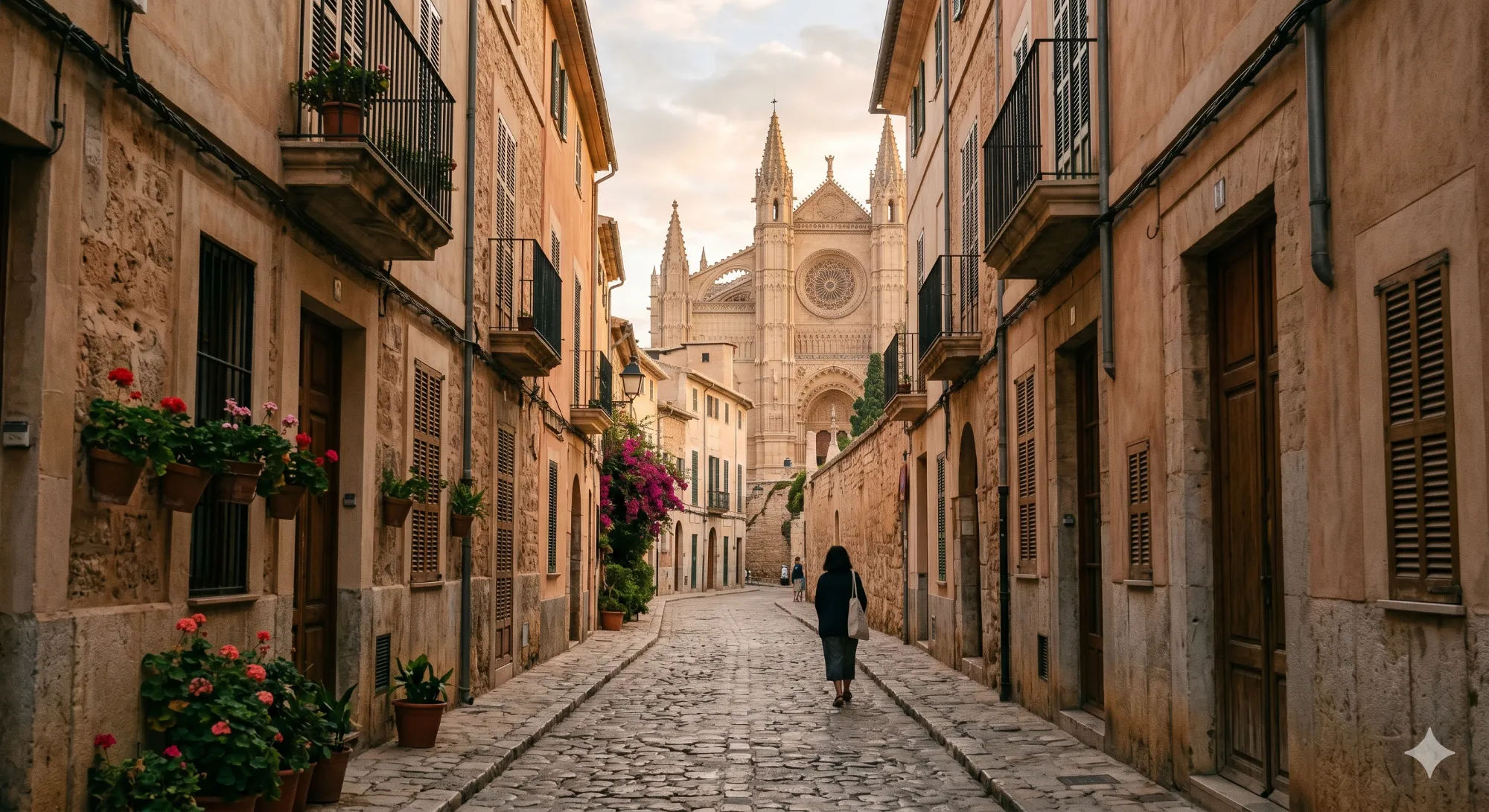 Gasse in Palma mit Blick auf die Kathedrale