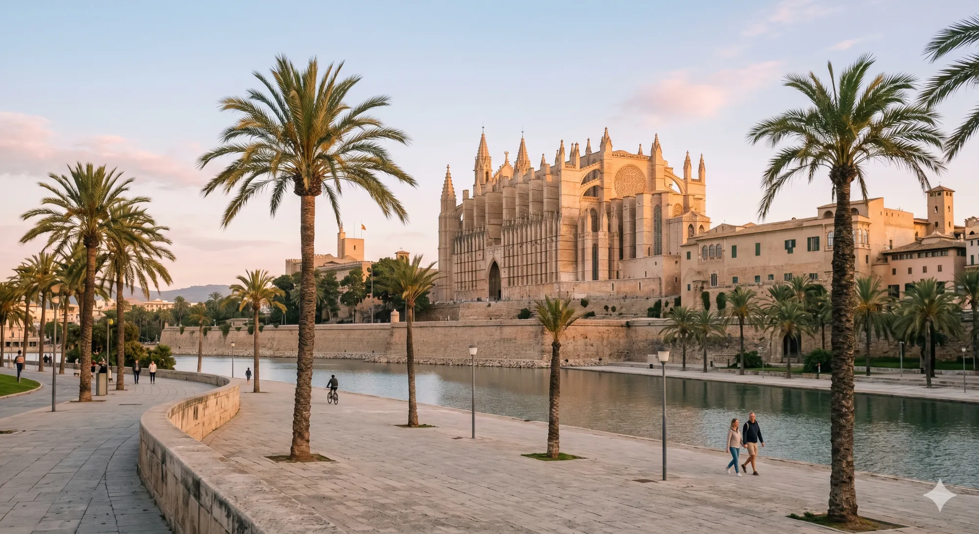 Promenade vor der Kathedrale von Palma am Abend