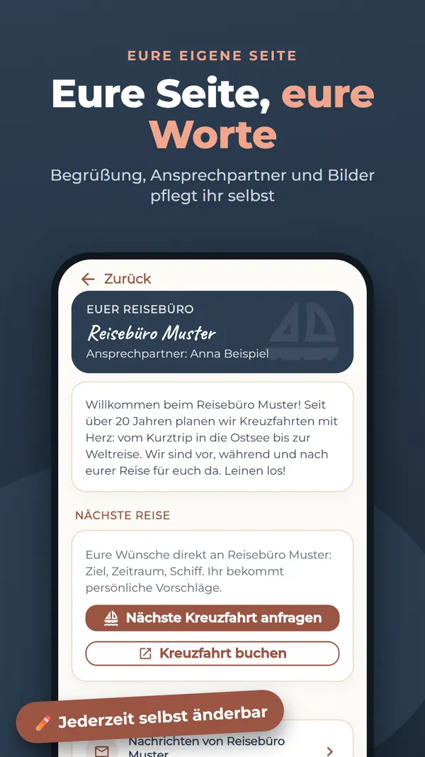 Eure eigene Seite: Begrüßung, Ansprechpartner und Bilder pflegt ihr selbst